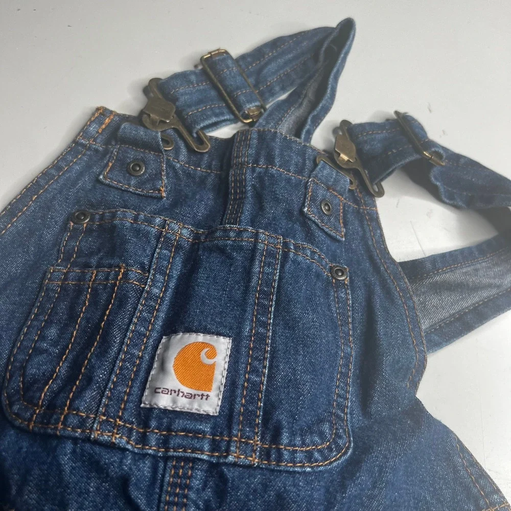 Carhartt Kids Denim Bib Overalls Dark Wash Master Cloth Size 6 RN 13706